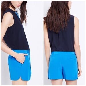 Vince Dress Shorts 4 Silk Pleated Dan Blue Luxury Pockets Lightweight